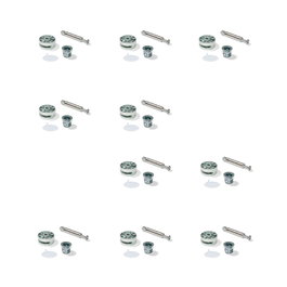 Emuca Lote de 10 excéntricas diámetro 35mm con perno y tuerca M8 con tapa de plástico blanco, para tablero 20mm, Zamak y Acero