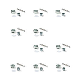 Emuca Lote de 10 excéntricas diámetro 35mm con perno y tuerca M8 con tapa de plástico blanco, para tablero 20mm, Zamak y Acero