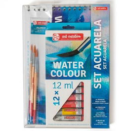 Talens Set Acuarela Art Creation con 12 Tubos de 12 mL, Colores Surtidos, Manual y Pinceles