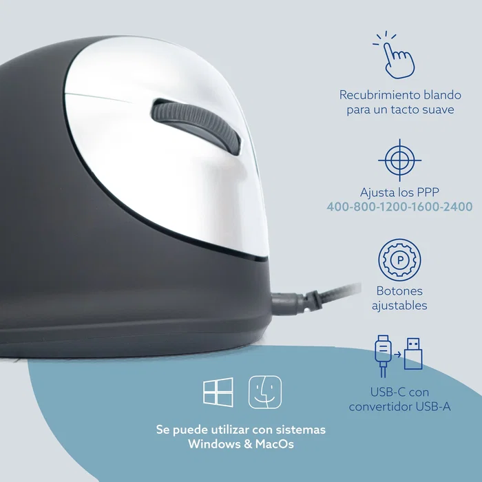 R-Go Tools RGOHELA Ratón Ergonómico Vertical Grande para Mano Derecha