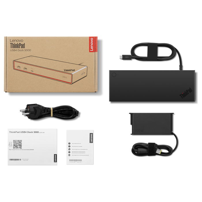 Lenovo ThinkPad USB4 Dock 5000 - Base Thunderbolt 4 con 100W de Carga, Ethernet Gigabit y Puertos USB-C