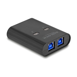 DeLOCK 11508 Interruptor USB 3.2 Gen 1 5 Gbps Switch para 2 PC compartir 1 dispositivo, negro, plástico, 5 Gbit/s