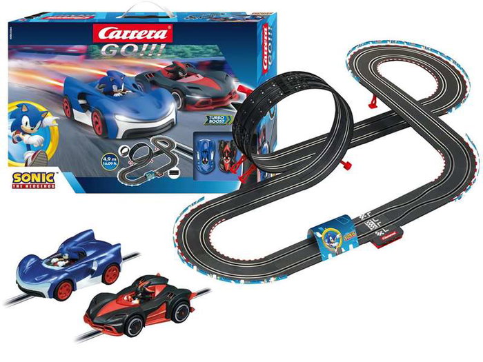 Carrera Pista Carrera Sonic The Hedgehog, Incluye 2 Coches (Sonic y Shadow), 4.9 Metros de Longitud