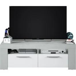 Aucasa Soporte TV AMBIT 2 Puertas Gris y Blanco Estilo Contemporáneo L 120 cm