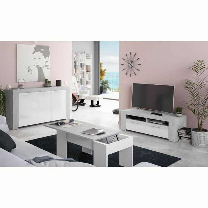 Aucune Soporte de TV de 2 puertas Gris y blanco L 120 cm