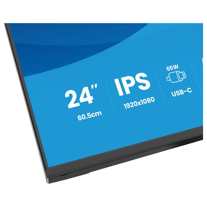 iiyama ProLite XB2497HSN-B1 Monitor 24" (60.5 cm) IPS Full HD 1920 x 1080, 1 ms, 100 Hz, AMD FreeSync, Altavoces, HDMI+DP+USB-C 65W, VESA, Negro
