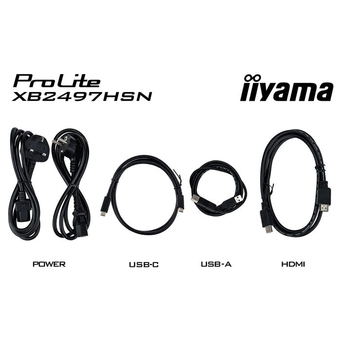 iiyama ProLite XB2497HSN-B1 Monitor 24" (60.5 cm) IPS Full HD 1920 x 1080, 1 ms, 100 Hz, AMD FreeSync, Altavoces, HDMI+DP+USB-C 65W, VESA, Negro