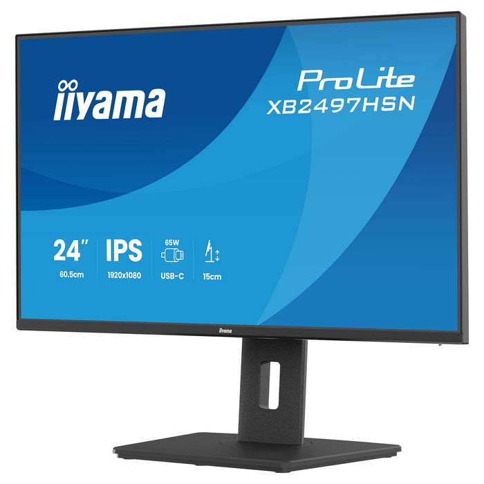 iiyama ProLite XB2497HSN-B1 Monitor 24" (60.5 cm) IPS Full HD 1920 x 1080, 1 ms, 100 Hz, AMD FreeSync, Altavoces, HDMI+DP+USB-C 65W, VESA, Negro