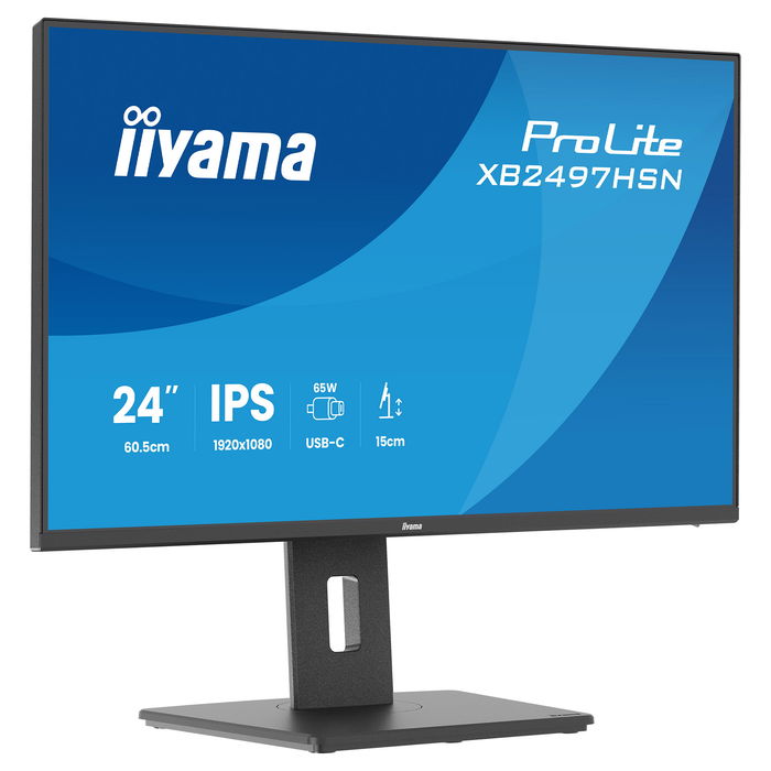 iiyama ProLite XB2497HSN-B1 Monitor 24" (60.5 cm) IPS Full HD 1920 x 1080, 1 ms, 100 Hz, AMD FreeSync, Altavoces, HDMI+DP+USB-C 65W, VESA, Negro