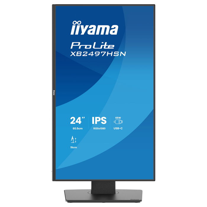 iiyama ProLite XB2497HSN-B1 Monitor 24" (60.5 cm) IPS Full HD 1920 x 1080, 1 ms, 100 Hz, AMD FreeSync, Altavoces, HDMI+DP+USB-C 65W, VESA, Negro