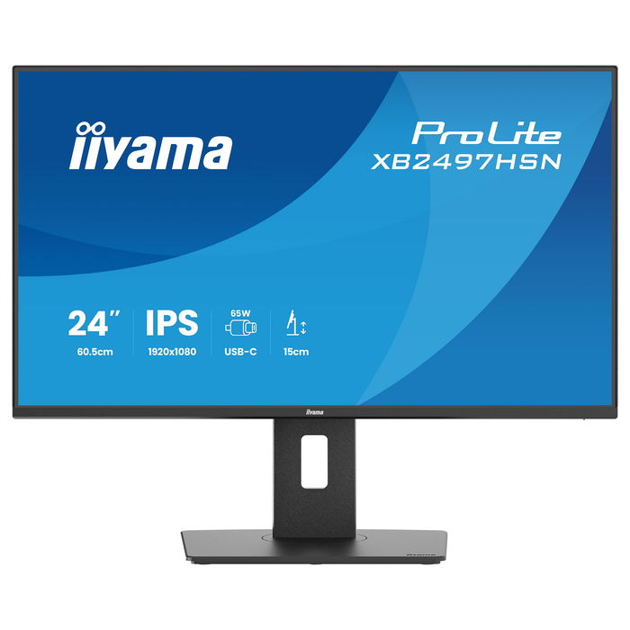 iiyama ProLite XB2497HSN-B1 Monitor 24" (60.5 cm) IPS Full HD 1920 x 1080, 1 ms, 100 Hz, AMD FreeSync, Altavoces, HDMI+DP+USB-C 65W, VESA, Negro