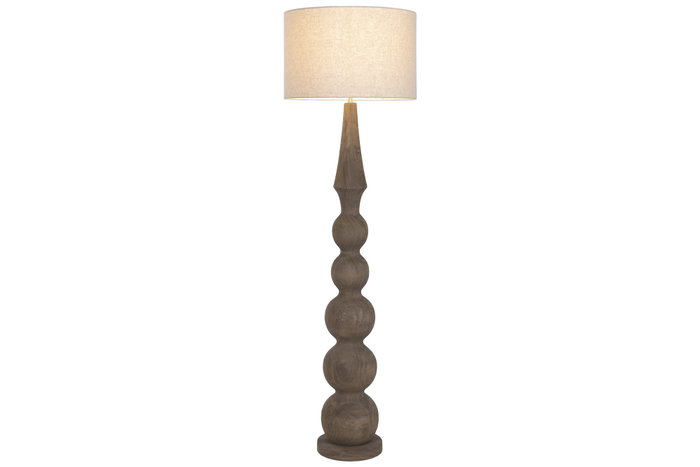 DKD Home Decor Lámpara de Pie Mango y Lino Marrón