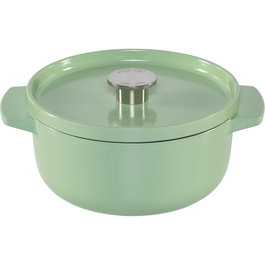 KitchenAid Asador redondo de hierro fundido con tapa 22 cm, verde