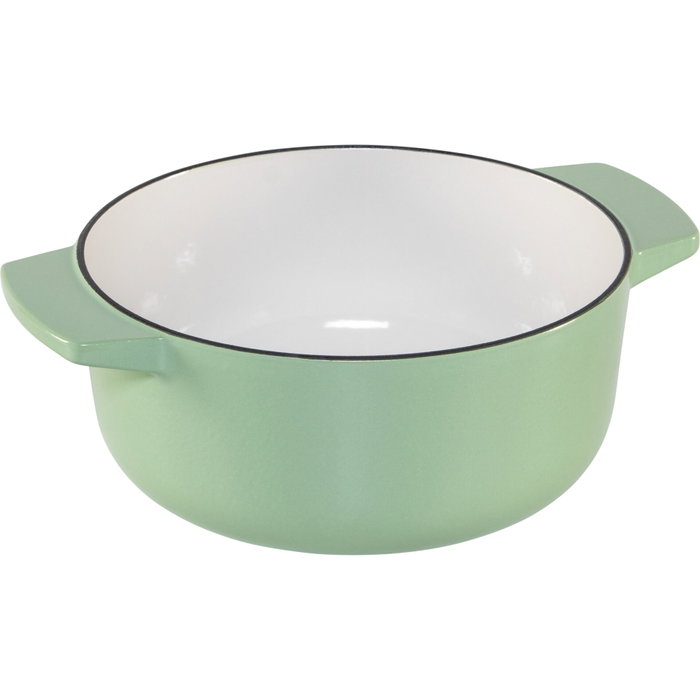KitchenAid Asador redondo de hierro fundido con tapa 22 cm, verde