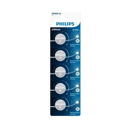 Philips Pilas de Litio CR2032 3V Tipo Botón, Blister con 5 Unidades