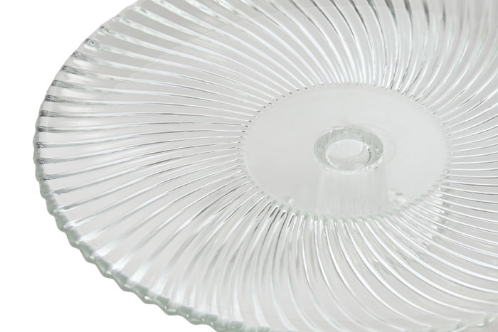 DKD Home Decor Plato de Cristal Rayado Transparente 26x26x8 cm