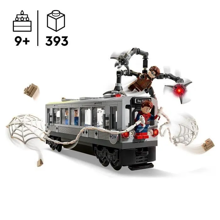 Lego Marvel 76321 Escena de tren de Spider-Man y Doctor Octopus Juguete para niños de 9 años