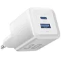 Vention Cargador de Pared GaN 30W con 2 Puertos USB-C y USB-A, Compatible con PPS/PD/QC 3.0, para Smartphones y Tablets (Blanco, FEQW0-EU)