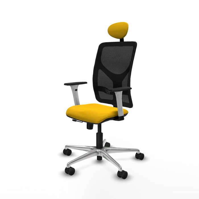 PIQUERAS Y CRESPO Silla de oficina Motilla con mecanismo Sincro/Traslack Amarillo y Negro