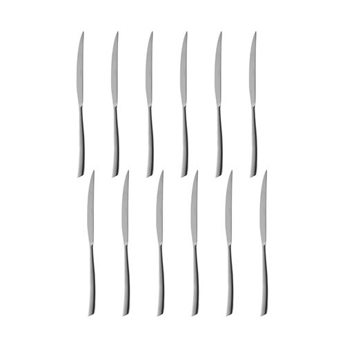 SUMMA Cuchillo de mesa TENA 235 mm, cubiertos de acero inoxidable 18/10 acabado pulido mate, apto lavavajillas (Set de 12)