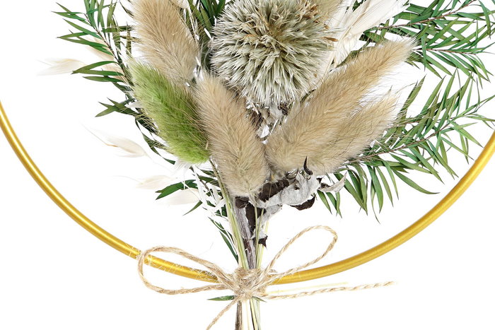 DKD Home Decor Decoracion Colgante Shabby Marron Amarillo Metal Flor Seca 20 x 20 x 2 cm (4 Unidades)