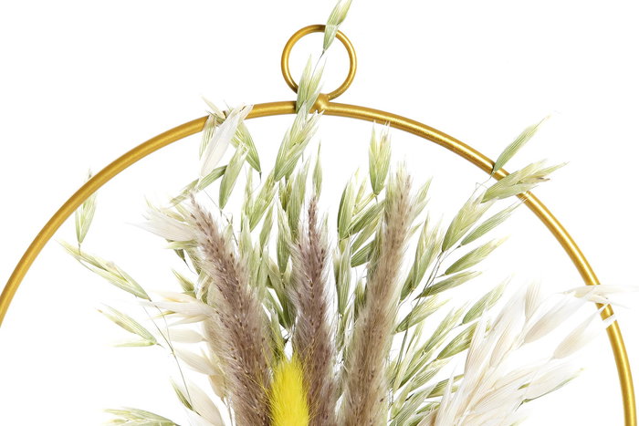 DKD Home Decor Decoracion Colgante Shabby Marron Amarillo Metal Flor Seca 20 x 20 x 2 cm (4 Unidades)