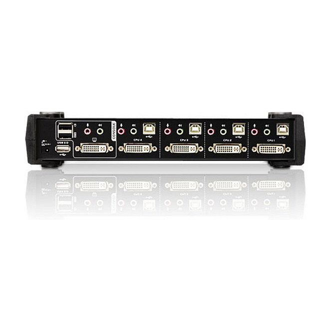 ATEN DATA KVM Switch USB DVI de 4 puertos, con Hub USB 2.0 y Audio incluido, Resolución 1920x1200 WUXGA