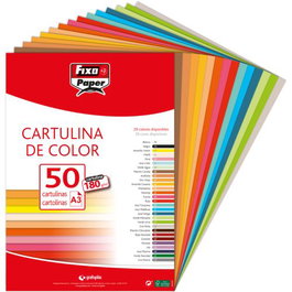 FIXO Pack de 50 Cartulinas A3 180g Rosa Fucsia