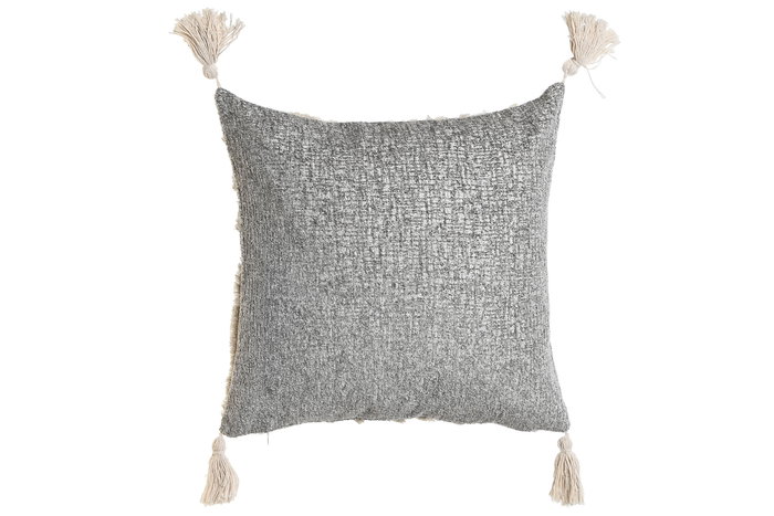 DKD Home Decor Cushion Relief23 Boho Gris Blanco 45 x 45 x 15 cm