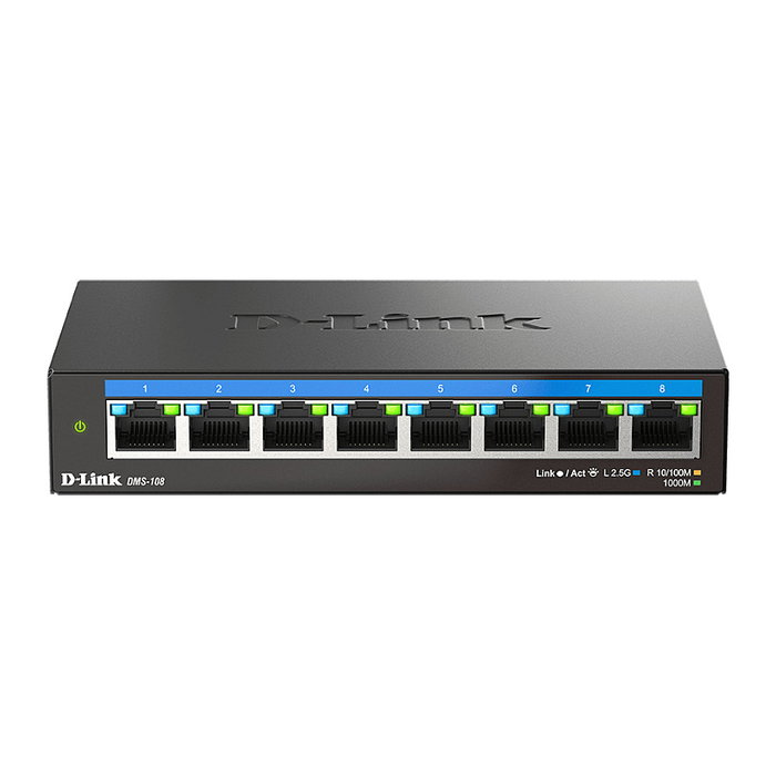 D-Link DMS-108 Switch Gigabit Ethernet No Administrado 8 Puertos 2.5G, Negro