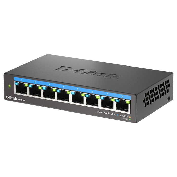 D-Link DMS-108 Switch Gigabit Ethernet No Administrado 8 Puertos 2.5G, Negro