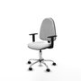 Silla de oficina Algarra con mecanismo Contacto permanente básico tapizada con Tela color Blanco. Equipada con Base cromada, Brazos 1D y Ruedas de nailon 50 mm