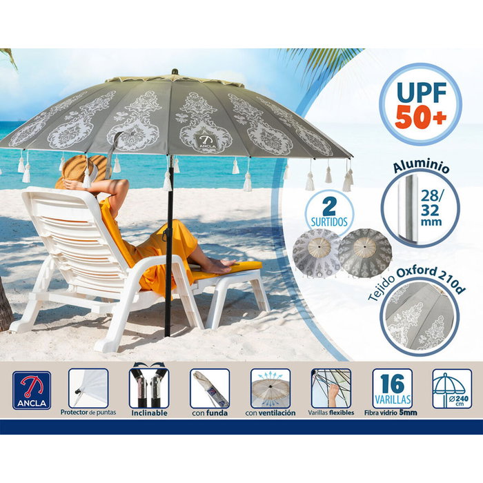 Sombrilla de playa Ø 240 cm SPF50+ Oriental Sombrilla de playa Ø 240 cm SPF50+ Oriental