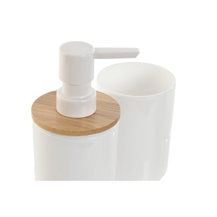 DKD Home Decor Set de Baño de 2 Piezas en Bambú y PS Blanco