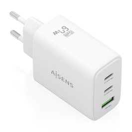 Aisens Cargador de Pared GaN 67W con 2xUSB-C y 1xUSB-A Blanco