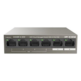 IP-COM Switch G2206P-4-63W 4 Puertos PoE+ Gigabit 58W Gestionado en la Nube con 2 Puertos Uplink - Para Cámaras IP, WiFi, Oficinas (IEEE 802.3af/at)
