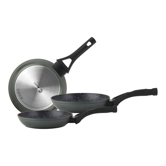 Fagor Set 3 sartenes Stim aluminio forjado Ø18 / Ø22 / Ø26 cm inducción Xylan Plus antiadherente