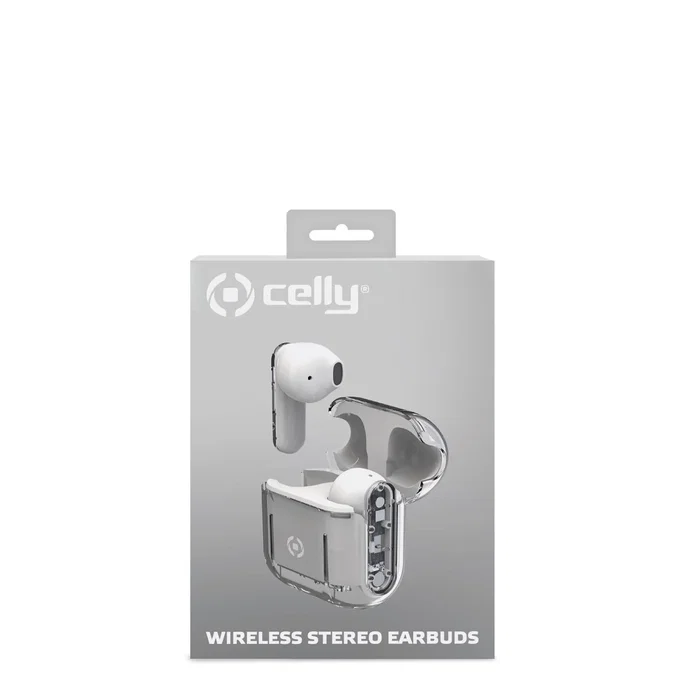 Celly Auriculares True Wireless Stereo (TWS) Sheer Transparente, Blanco