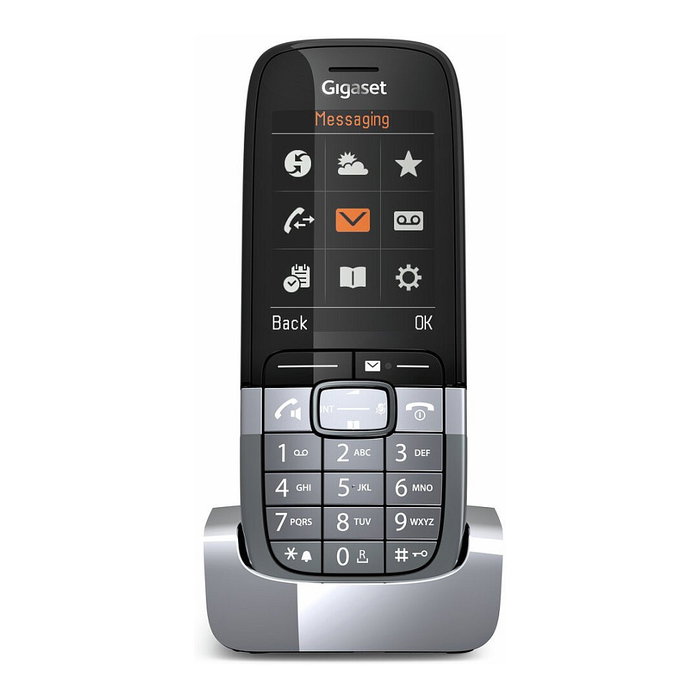 Gigaset SL850H Pro Teléfono Inalámbrico DECT con Estación Base, Altavoz, Agenda 500 contactos, Pantalla TFT 6.1 cm (2.4"), Color Titanio, Negro, Bluetooth 5.1