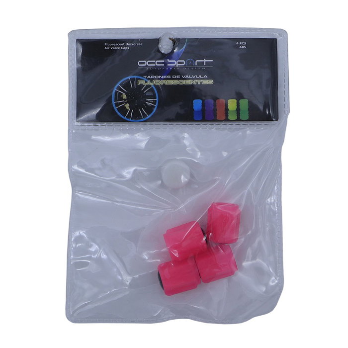 Occ Sport OCCLEV003 - Juego de 4 Tapones para Válvula LED Fluorescentes, Color Rosa, Material ABS, 3 x 1.5 cm, Universal