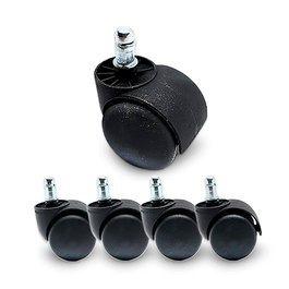 Universal Ruedas Silla Gamer, Pack de 5 Unidades, Ø50 mm, Compatibles con Sillas Giratorias Hueco Estándar Ø11 mm