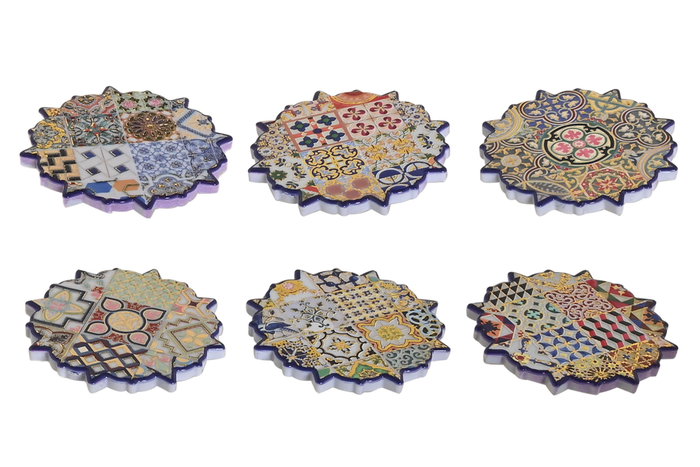 DKD Home Decor Imanes Azulejos Dorado Surtido 6