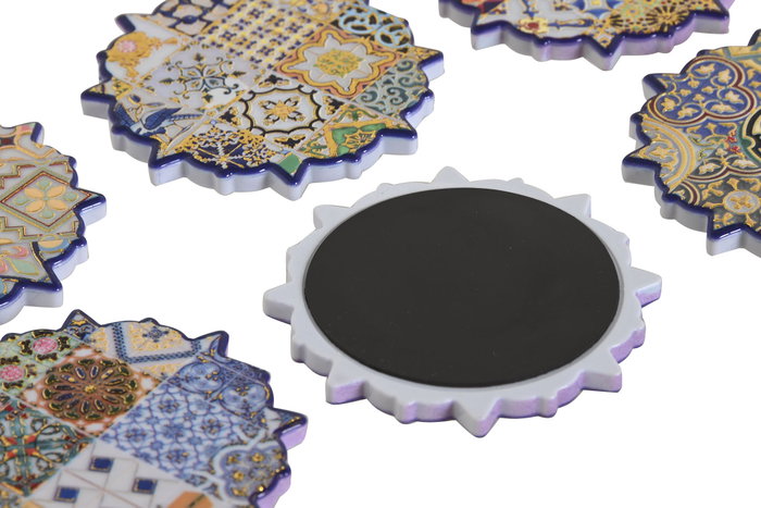 DKD Home Decor Imanes Azulejos Dorado Surtido 6