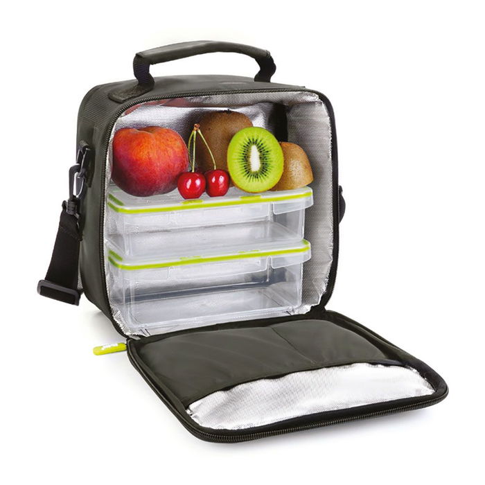 Ibili Porta alimentos lunch away green con 2 fiambreras de 600ml y 800ml