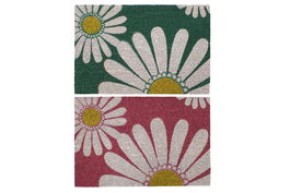 DKD Home Decor Felpudo Fibra de coco Goma Margarita Verde Menta Rosa Blanco Amarillo 40 x 60 cm (2 Unidades)