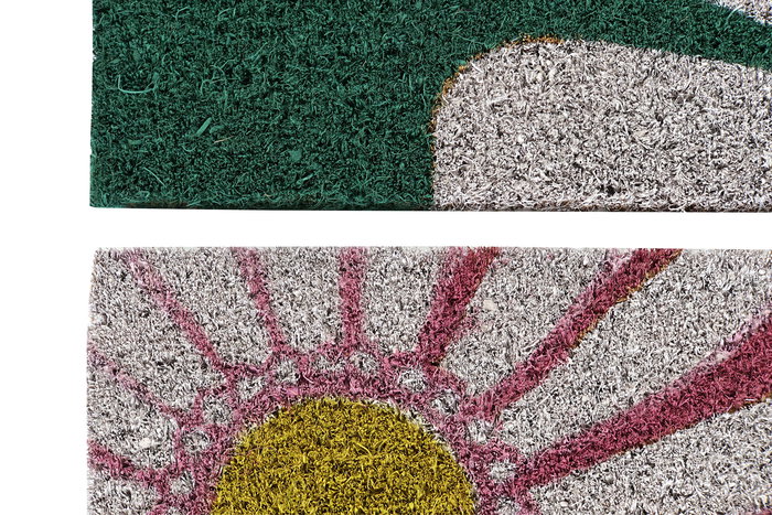 DKD Home Decor Felpudo Fibra de coco Goma Margarita Verde Menta Rosa Blanco Amarillo 40 x 60 cm (2 Unidades)