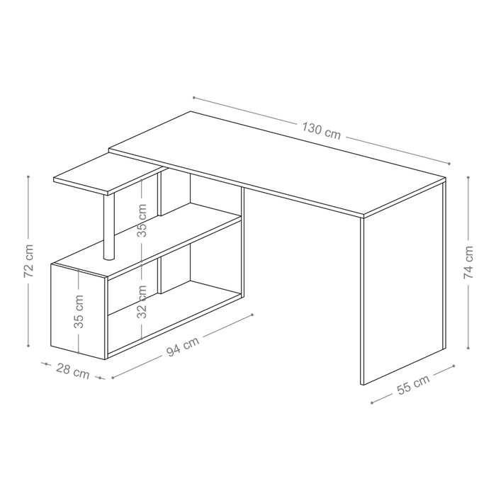 Hanah Home Mesa de Estudio Blanco 130x74x94 cm