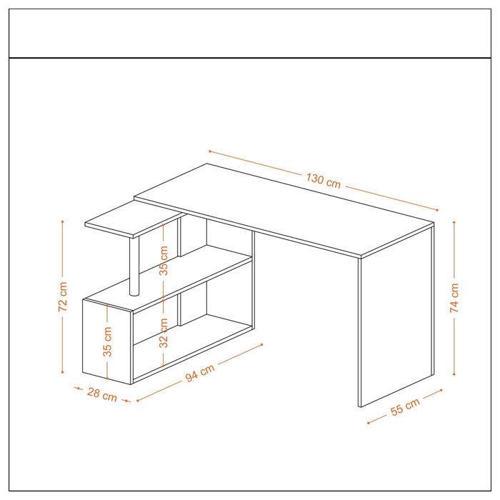 Hanah Home Mesa de Estudio Blanco 130x74x94 cm