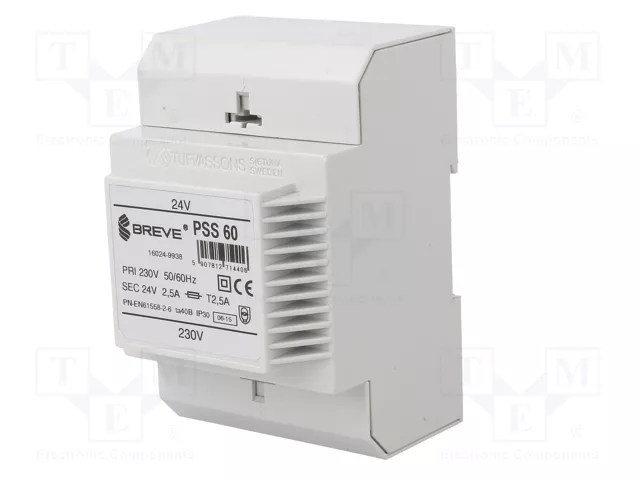 BREVE TUFVASSONS Transformador de red 60VA 230VAC/24V