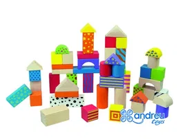 Ambitoys Bloques de Construccion de Madera 50 Piezas 18x18 cm Juego Didactico Andreutoys